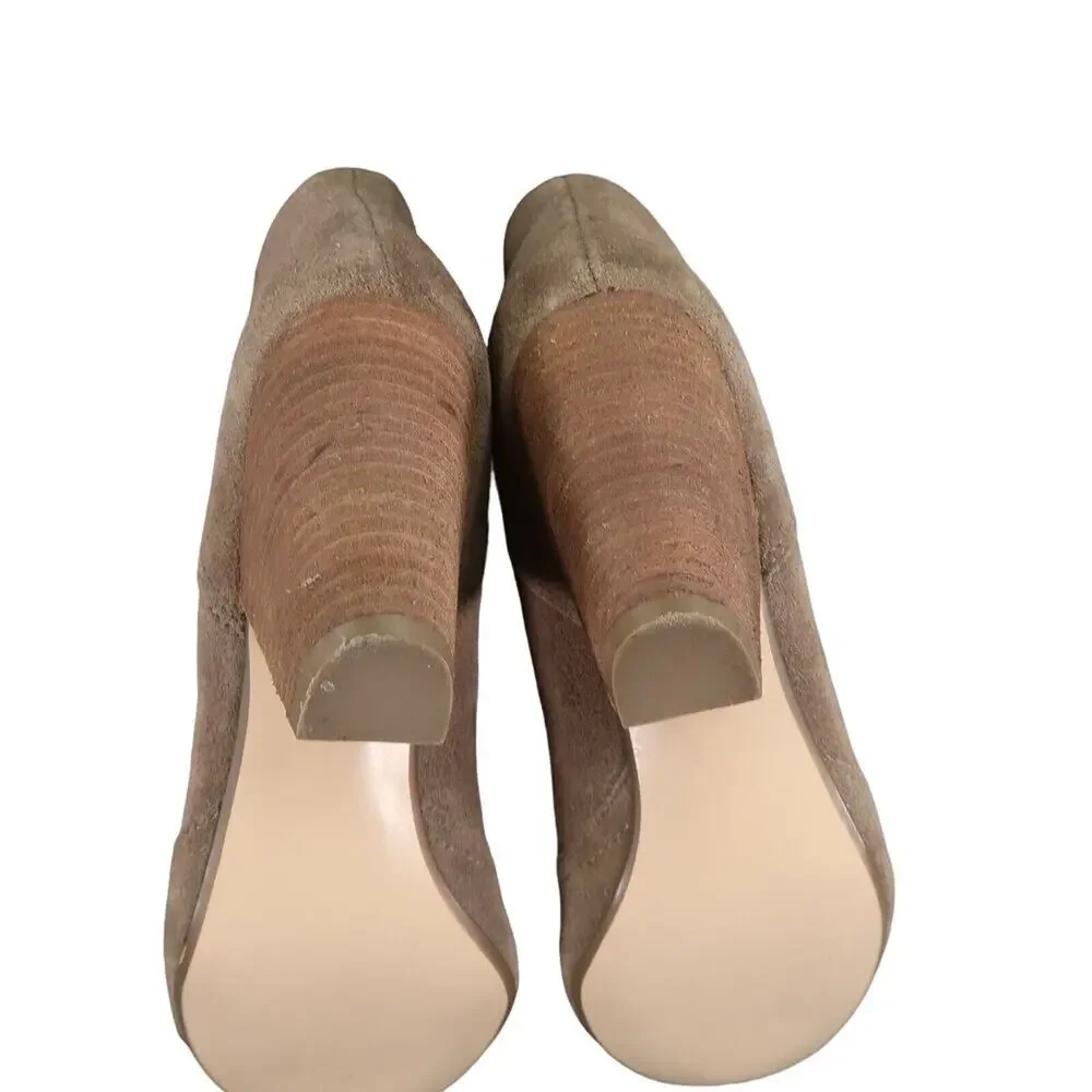 Carlos Shoes Womens 7.5 Ankle Boots Slip On Leather Stacked Heel Brown Fashion